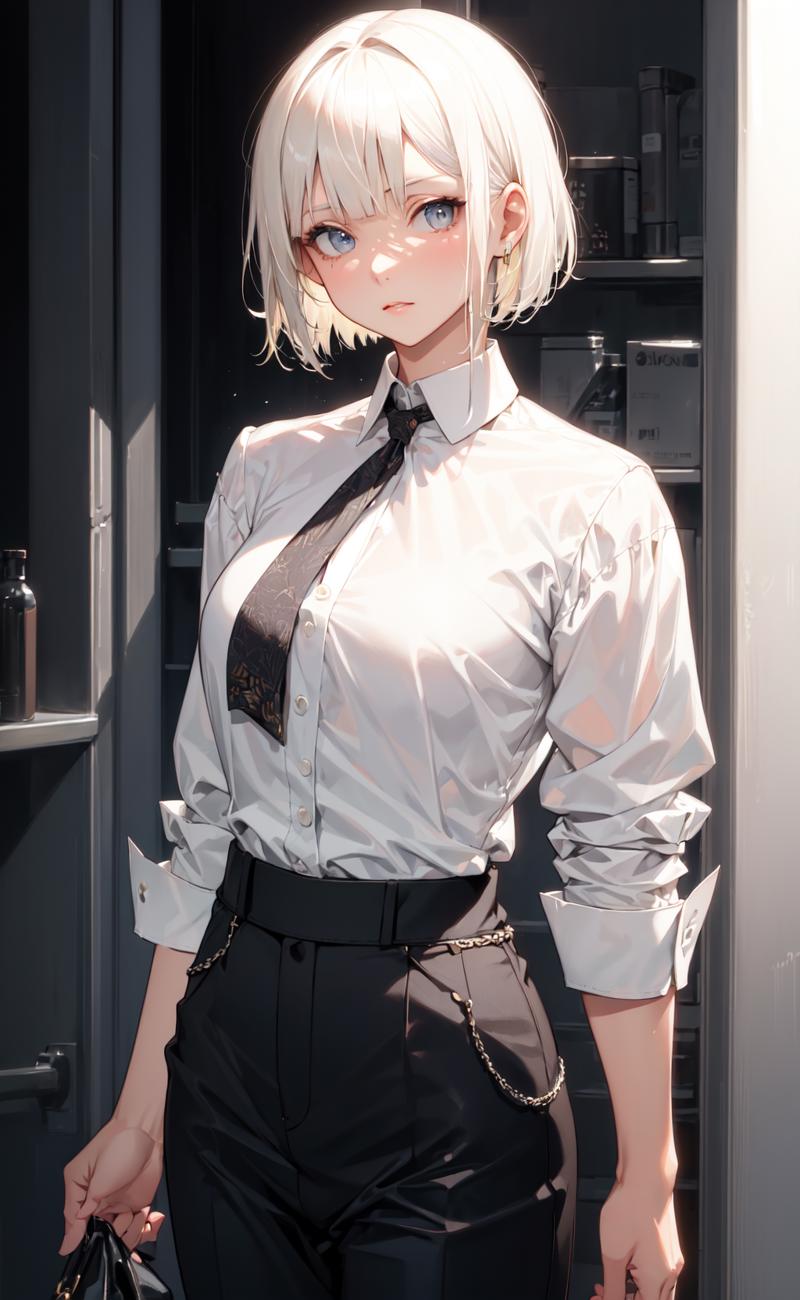 16065-785443488-masterpiece, best quality, 1girl, short hair, platinum blonde hair, shirt, trousers.png